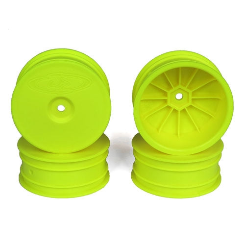 DE RACING DER-SB4-L4Y Speedline Buggy Wheels, Yellow, Front, for Losi 22-4 and Tekno EB410 (4pcs)