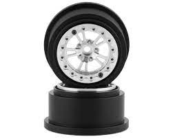 SSD SSD00481 V Spoke Aluminum Rear 2.2/3.0” Drag Racing Beadlock Wheels (Silver) (2)