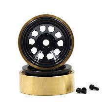 SSD SSD00458 SCX24 1.0” Aluminum/Brass D Hole Beadlock Wheels (Black) (2)