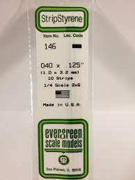 EVERGREEN 146 .040" X .125" Opaque White Polystyrene Strip