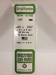 EVERGREEN 149 .040" X .250" Opaque White Polystyrene Strip