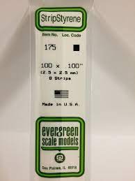 EVERGREEN 175 .100" X .100" Opaque White Polystyrene Strip