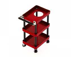 YEAH RACING YA-0628RD 1/10 3 Tiered Metal Rolling Shop Cart Kit (Red)