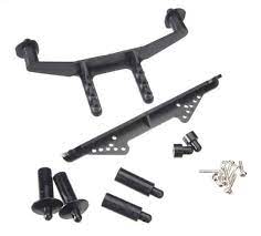 TRAXXAS 1914X *REPLACED 1914R Body mount, front & rear (black)/ body posts, 52mm (2), 38mm (2), 25mm (2), 6.5mm (2)/ hardware : SLASH 2WD, RUSTLER, STAMPEDE 2WD; Replaced by 1914R