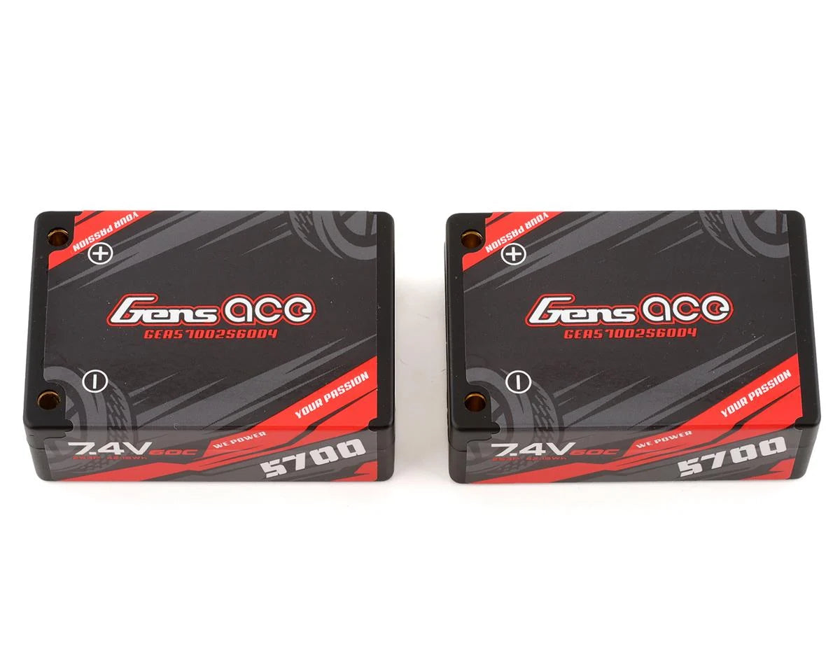 GENS ACE GEA57002S60D4 2S LiPo Battery Saddle Pack 60C (7.4V/5700mAh) w/Deans