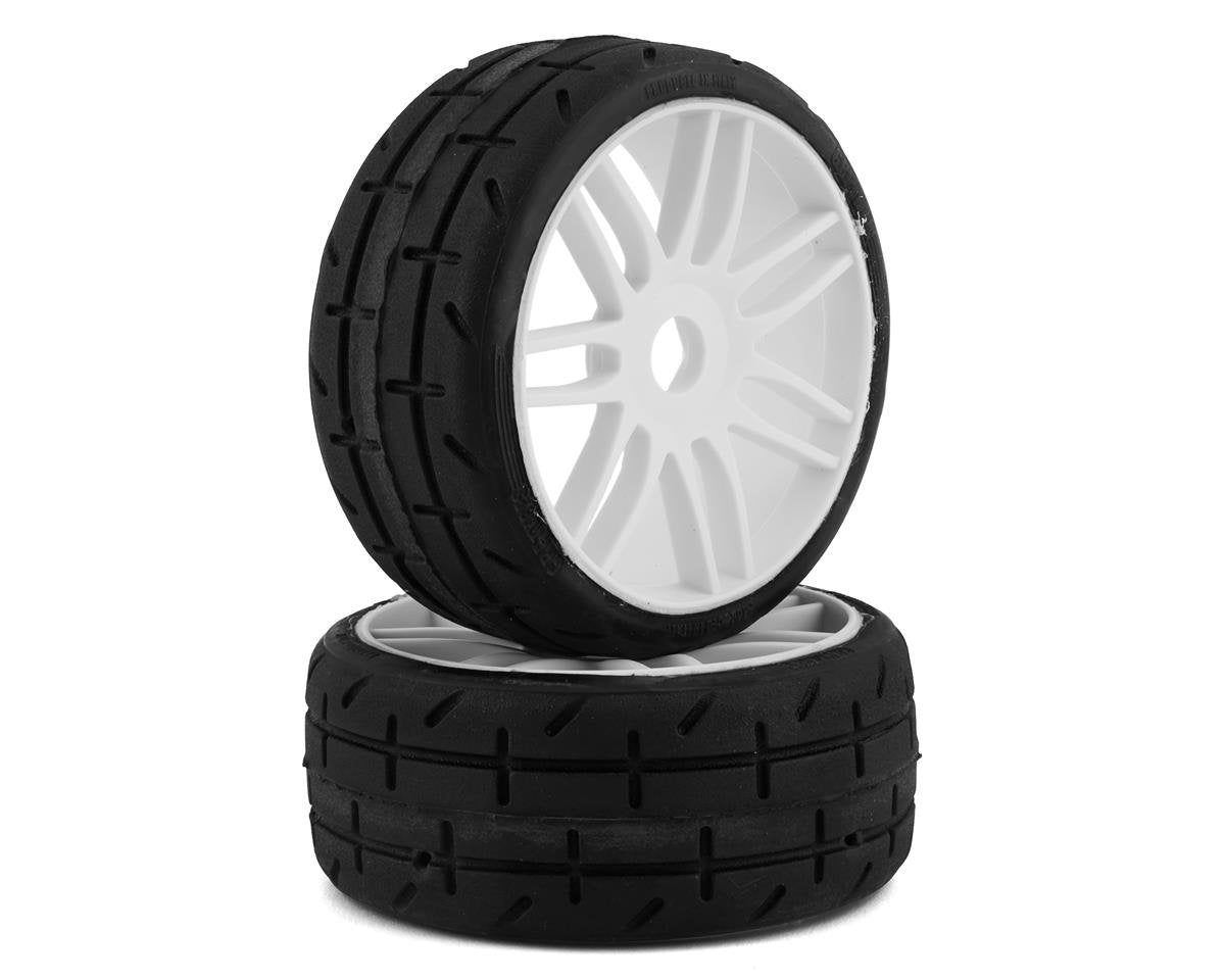 GRP GTH01-S1 GT - TO1 Revo Belted Pre-Mounted 1/8 Buggy Tires White S1 17mm Hex