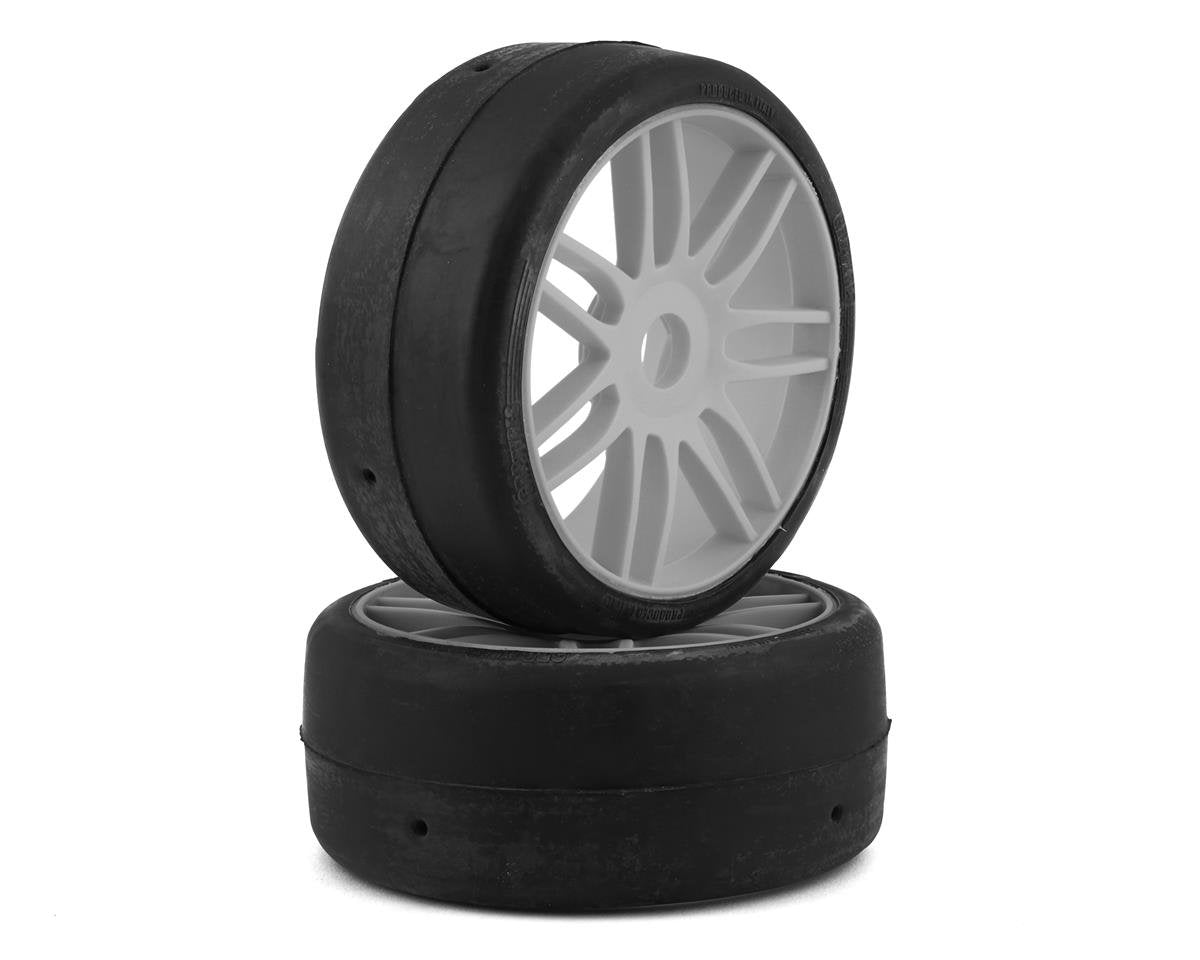 GRP GTK02-S1 GT - TO2 Slick Belted Pre-Mounted 1/8 Buggy Tires Silver S1 17mm Hex