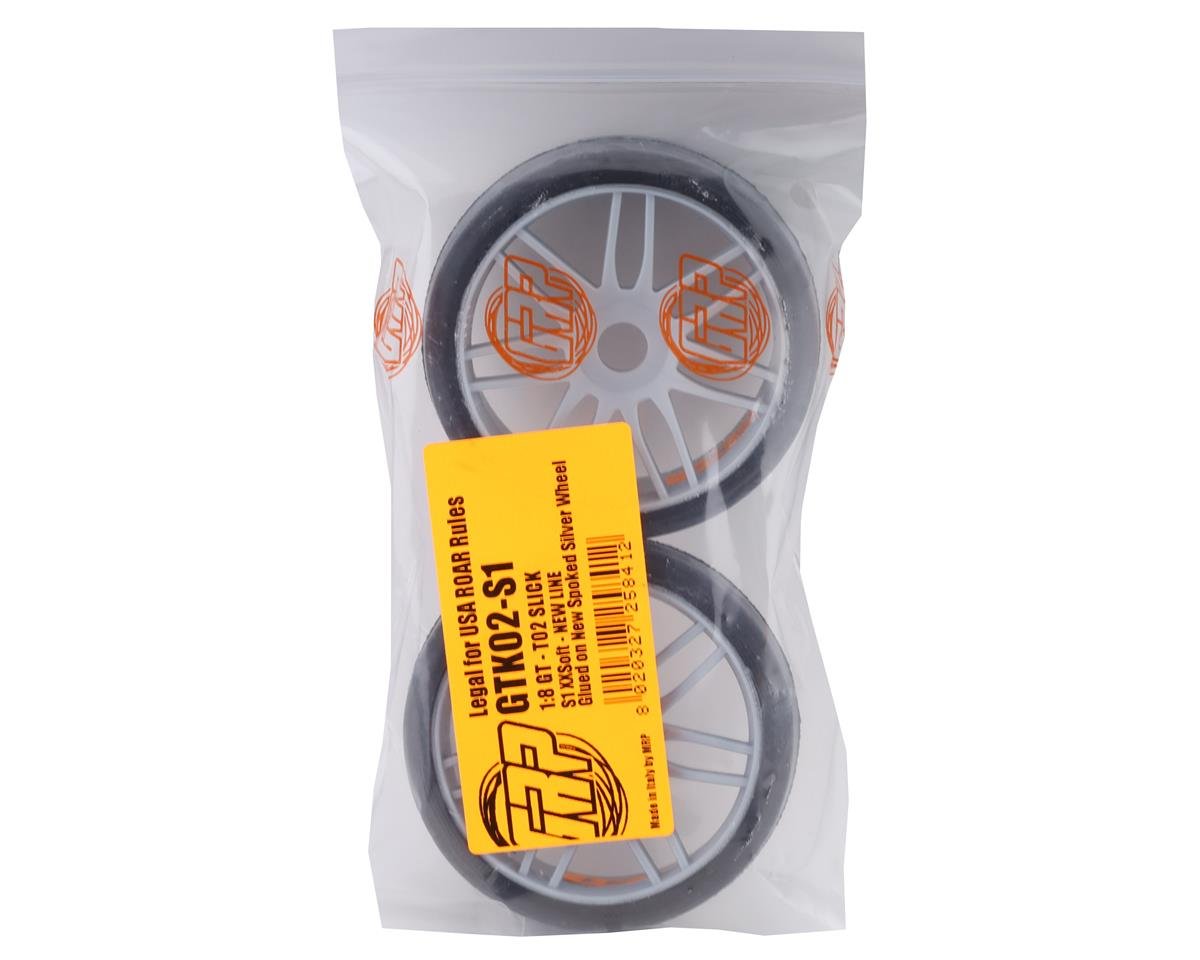GRP GTK02-S1 GT - TO2 Slick Belted Pre-Mounted 1/8 Buggy Tires Silver S1 17mm Hex