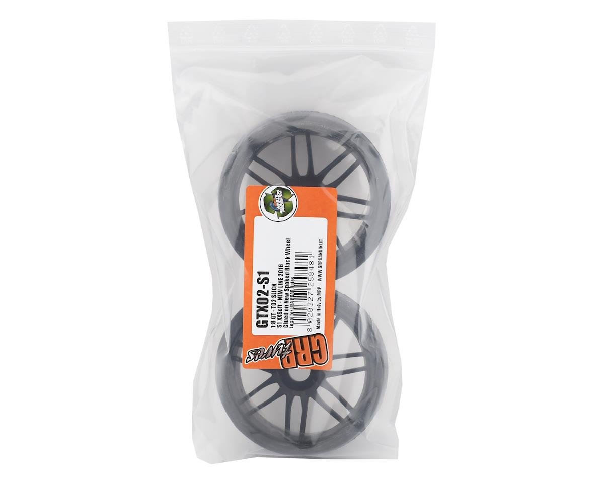 GRP GTX02-S1 GT - TO2 Slick Belted Pre-Mounted 1/8 Buggy Tires Black  S1 w/17mm Hex