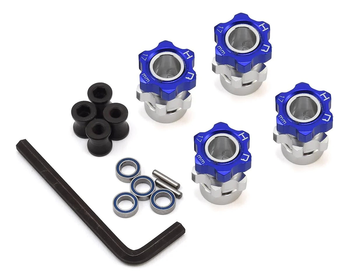 HOT RACING JT107W06 Traxxas Jato 17mm Hex Wheel Adapters w/8mm Extension (Blue) (4)