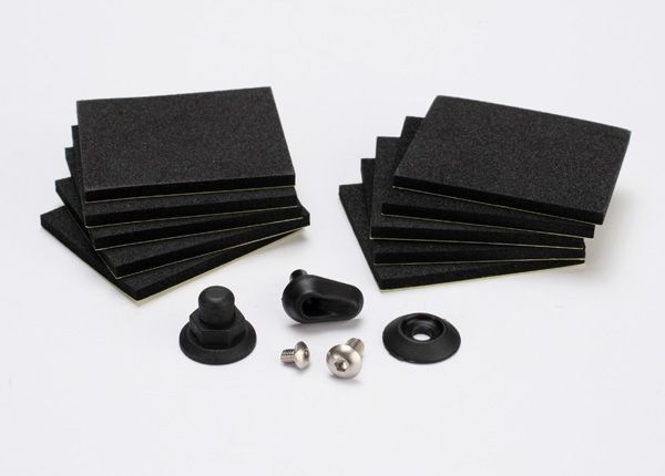 TRAXXAS 5723 Hatch post/hull water outlet/foam pads (10)/ washer (1)/ 4x8mm BCS, stainless steel/ 3x4mm BCS, stainless steel