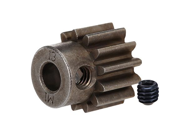 TRAXXAS 6486X Gear, 13T pinion (1.0 metric pitch) (fits 5mm shaft)/ set screw (for use only with steel spur gears) MOD1