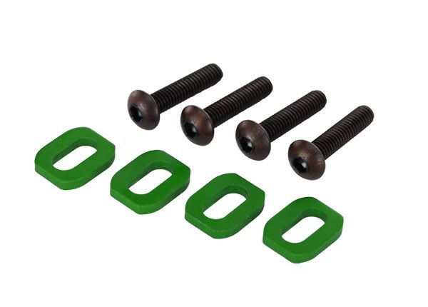 TRAXXAS 7759G Washers, motor mount, aluminum (green-anodized) (4)/ 4x18mm BCS (4)