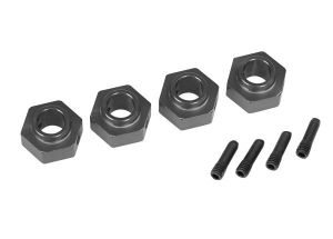 TRAXXAS 8269A Wheel hubs, 12mm hex, 6061-T6 aluminum (charcoal gray-anodized) (4)/ screw pin (4)