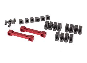 TRAXXAS 8334R Mounts, Suspension Arms, Aluminum (Red-anodized) (front & rear)/ Hinge Pin Retainers (12)/ Inserts (6)