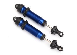 TRAXXAS 8450X Shocks, GTR, 134mm, aluminum (blue-anodized) (fully assembled w/o springs) (front, threaded) (2)