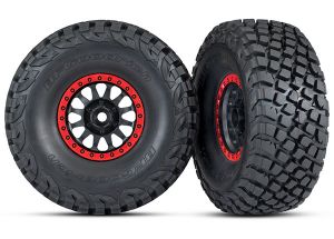 TRAXXAS 8474 Tires and wheels, assembled, glued Method Race Wheels, black with red beadlock, BFGoodrich Baja KR3 tires (2)
