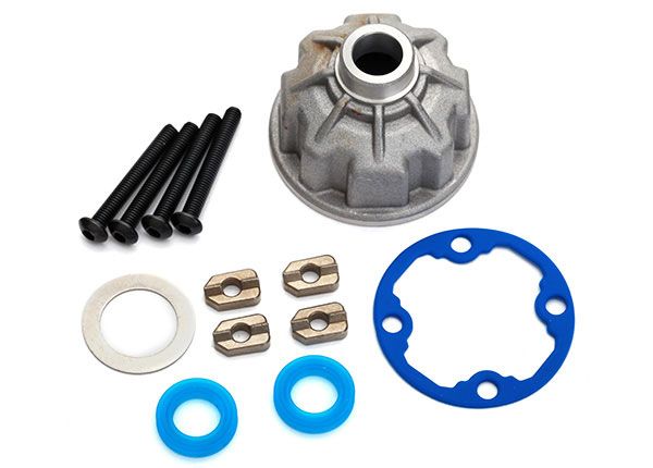 TRAXXAS 8681X Carrier, differential (aluminum)/ x-ring gaskets (2)/ ring gear gasket/ spacers (4)/ 12.2x18x0.5 MW