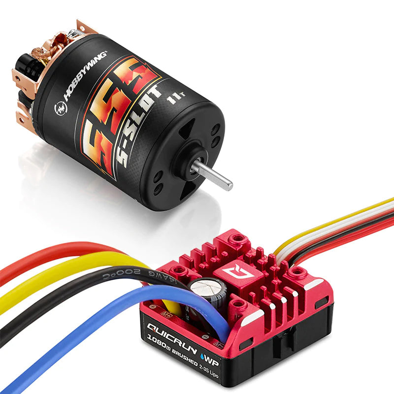 HOBBYWING 38020351 QuicRun 1080 G2 ESC + Brushed 555, 11T Motor Combo