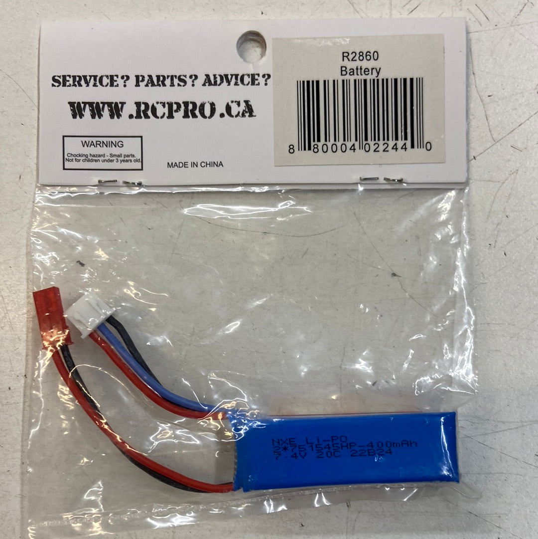 RC PRO R2860 7.4V 400mAh Battery JST LiPo