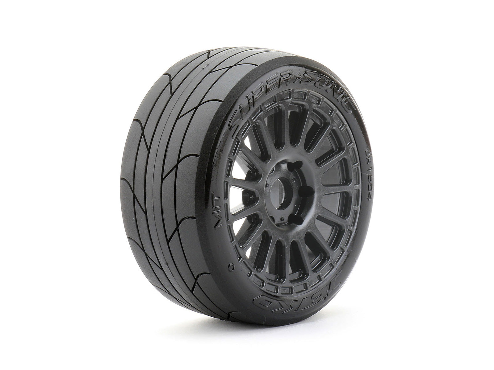 JETKO 1504RBMSGB 1/8 Buggy Super Sonic Tires Mounted on Black Radial Rims, Medium Soft, Belted (2)