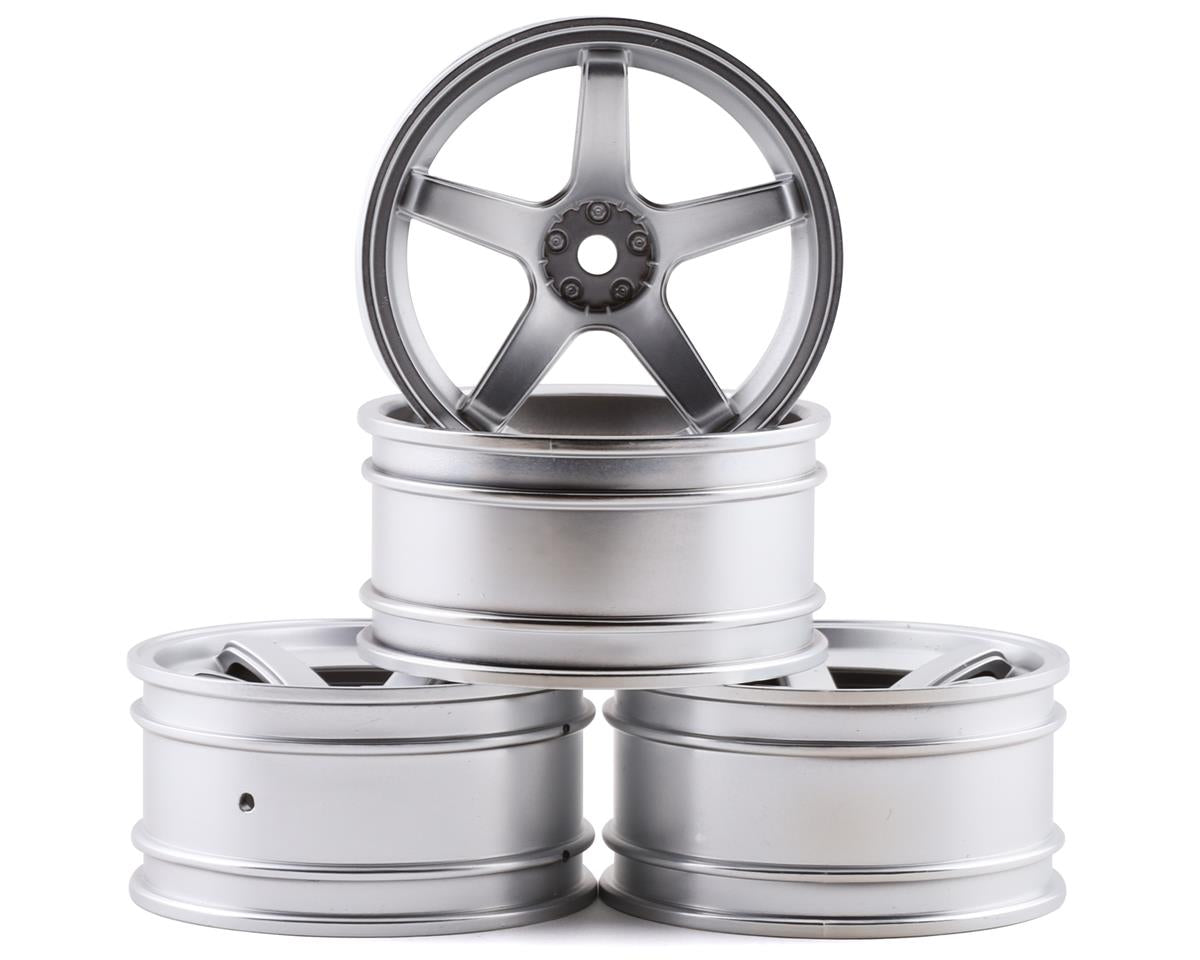 MST 832004FS 5 Spoke Wheel Set (Flat Silver) (4) (5mm Offset) w/12mm Hex
