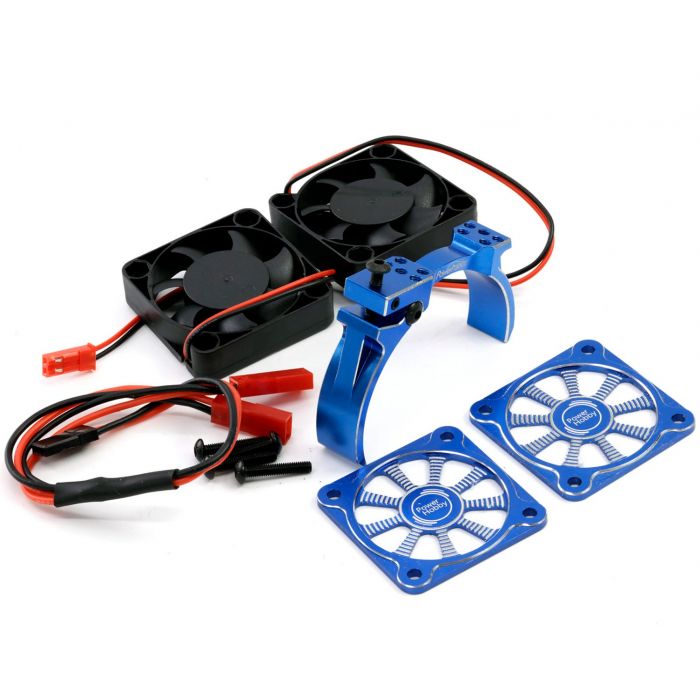 POWER HOBBY PH1293BLUE 1/8 Aluminum Heatsink 40mm Dual High Speed Cooling Fans with Cover, Blue