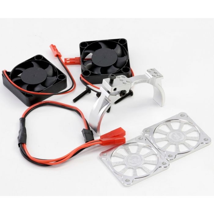 POWER HOBBY PH1293S 1/8 Twin Turbo High Speed 40mm Aluminum Cooling Fans Motor Mount 47-49MM SILVER
