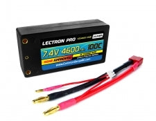 COMMON SENSE RC 2S4600-100B Lectron Pro 7.4V 4600mAh 100C "Shorty" Lipo Battery with 4mm Bullet Connectors for 1/10 Scale Cars & Trucks