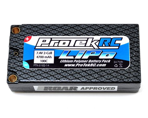 PROTEK PTK-5102-14 2S "Supreme Power" Li-Poly 100C Hard Case Shorty Battery Pack w/5mm 7.4V 4700mAh
