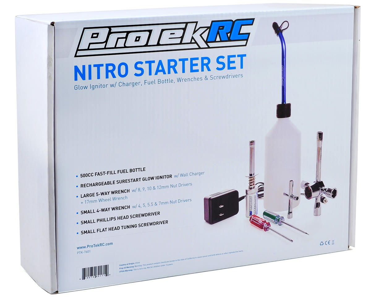 PROTEK PTK-7601 Nitro Starter Set w/Glow Ignitor Fuel Bottle Wrenches & Screwdrivers