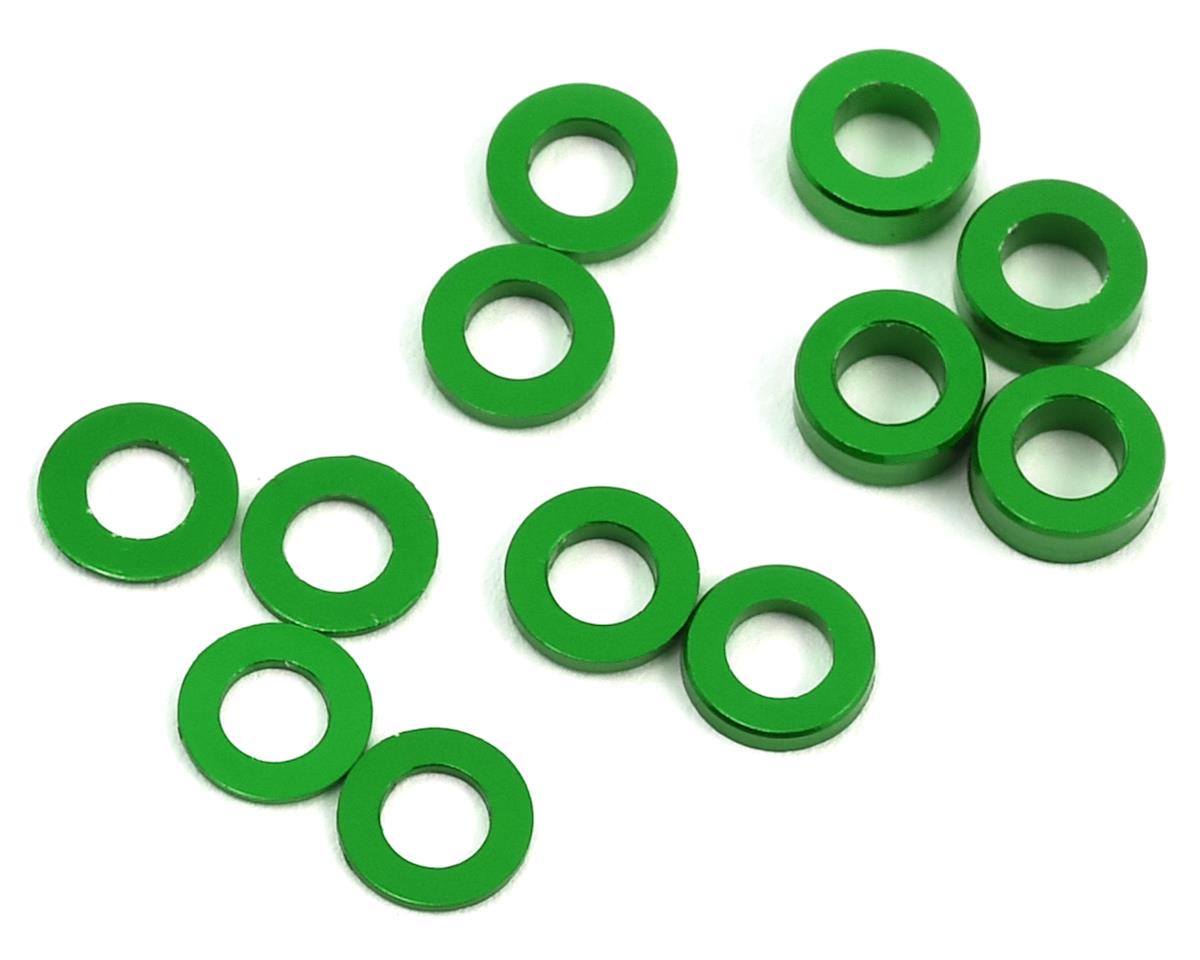 PROTEK PTK-8372 Aluminum Ball Stud Washer Set Green (12) 0.5mm 1.0mm & 2.0mm