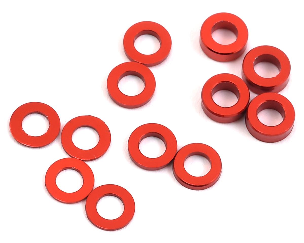 PROTEK PTK-8373 Aluminum Ball Stud Washer Set Red (12) 0.5mm 1.0mm & 2.0mm