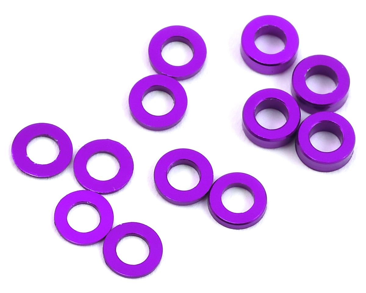 PROTEK PTK-8374 Aluminum Ball Stud Washer Set Purple (12) 0.5mm 1.0mm & 2.0mm
