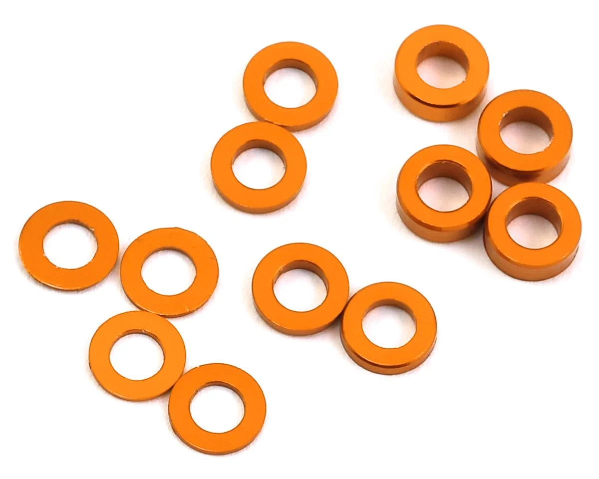 PROTEK PTK-8375 Aluminum Ball Stud Washer Set (Orange) (12) (0.5mm, 1.0mm & 2.0mm)