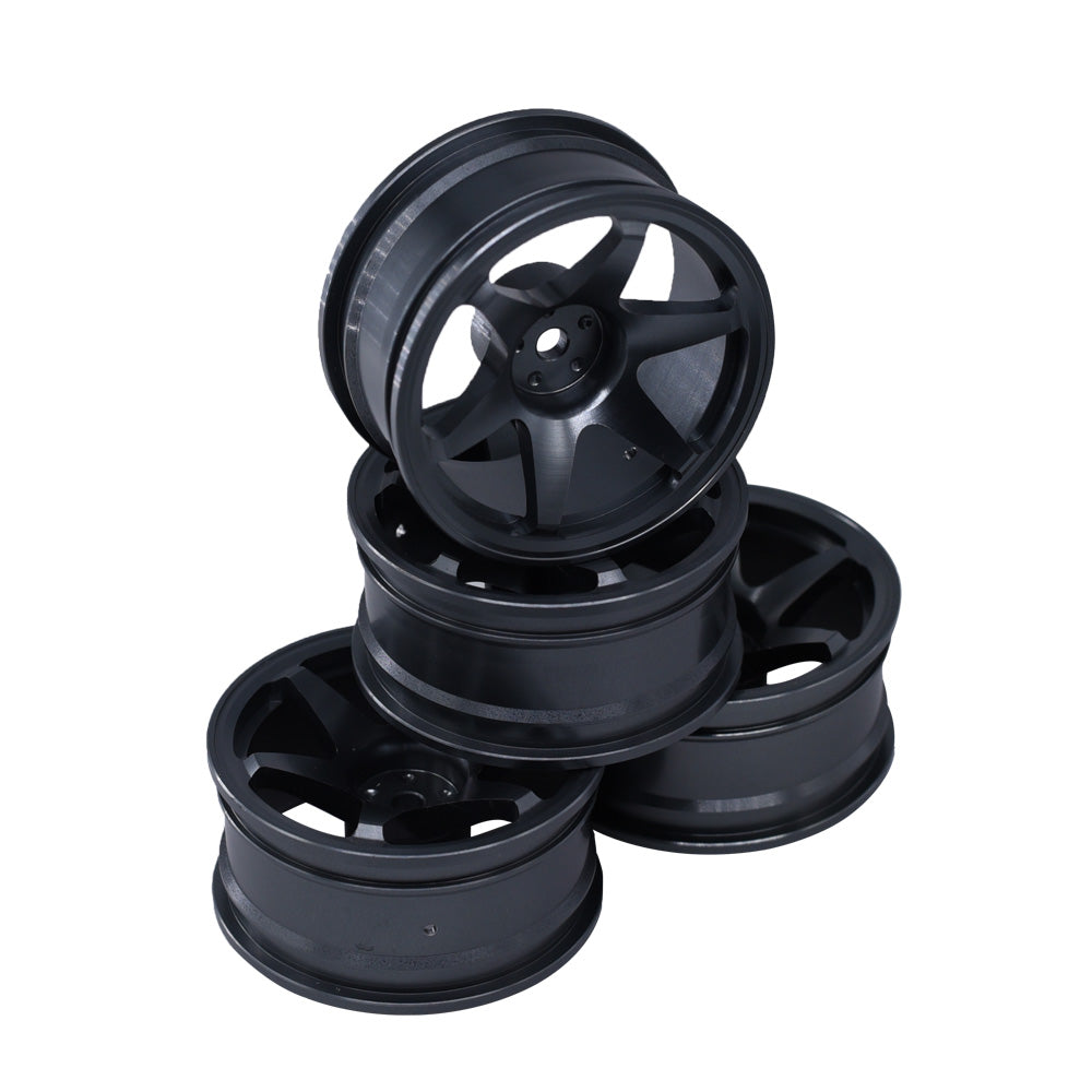 RACERS EDGE RCE3477 1/10 Aluminum On-Road Drifting Car Wheels, 6V Style, Titanium (4pcs)