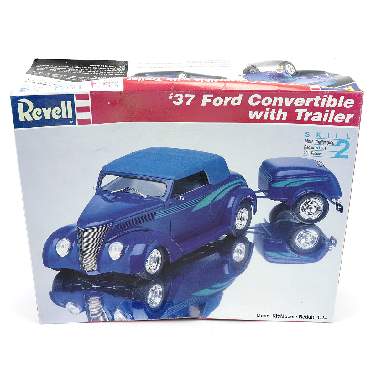 REVELL 7245 1/24 1937 Custom Ford Convertible Hot Rod With Trailer