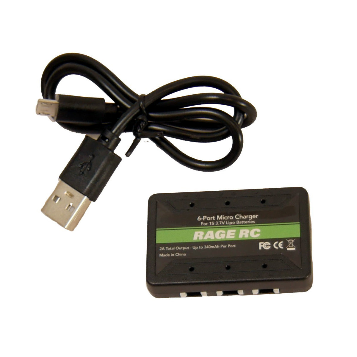 RAGE RC RGRA1350 6-Port 1S Micro USB Charger; Tempest 600, Super Cub MX, P-51D, F4U, T-28