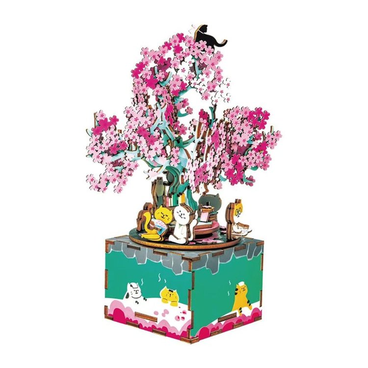 ROBOTIME AM409 DIY Music Box; Cherry Blossom Tree