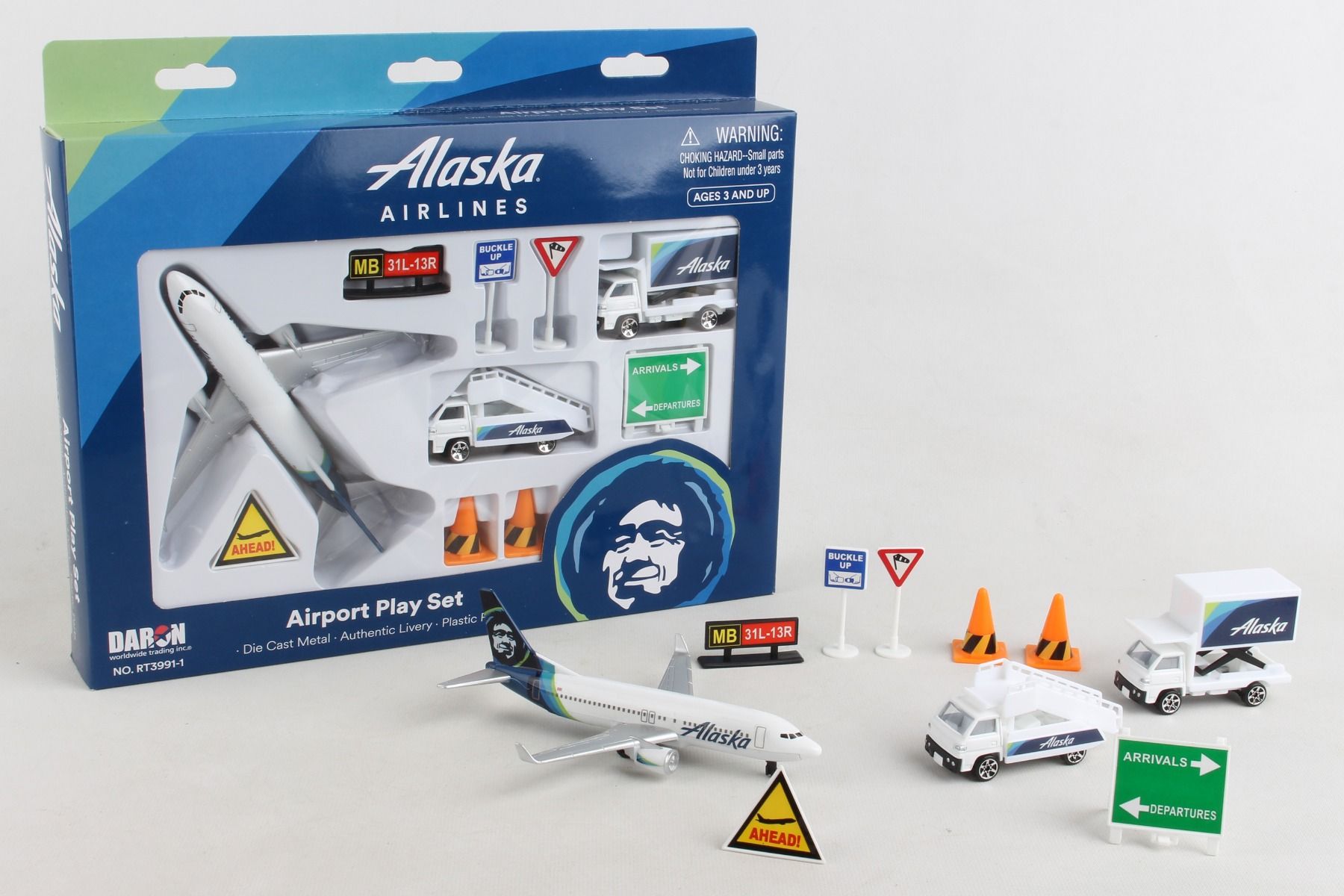 DARON RT3991-1 ALASKA AIRLINES AIRPORT PLAY SET NEW LIVERY