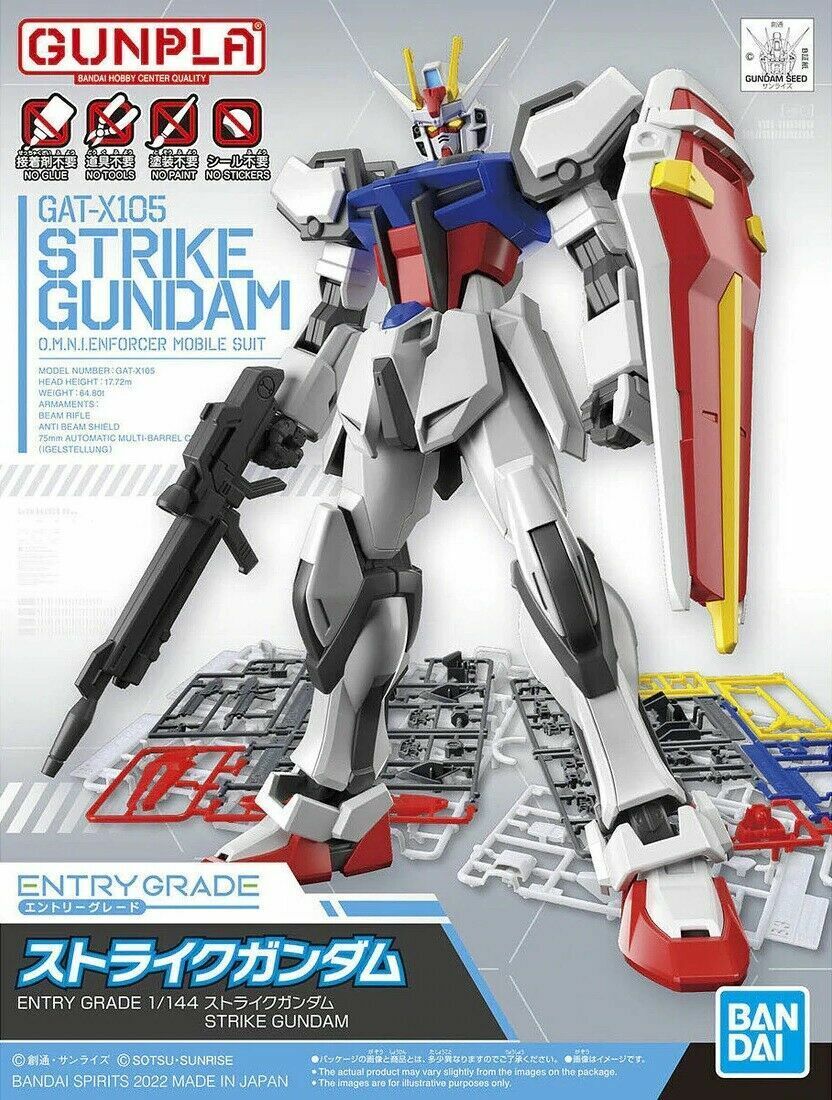 BANDAI 5063491 #10 Strike Gundam "Mobile Suit Gundam SEED", Bandai Spirits Hobby Entry Grade 1/144
