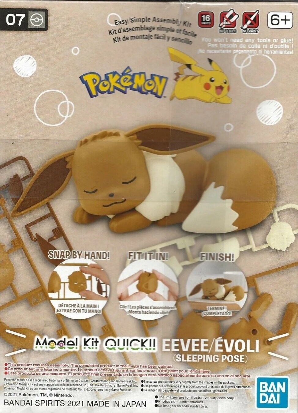 BANDAI 2570605 07 Eevee (Sleeping Pose) "Pokemon", Bandai Spirits Hobby Pokemon Model Kit Quick