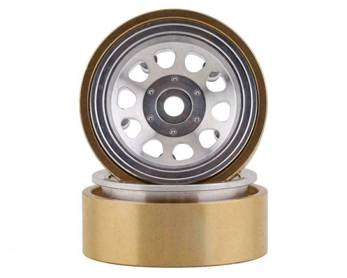 SSD RC SSD00464 SCX24 1.0” Aluminum / Brass D Hole Beadlock Wheels (Silver) (2)