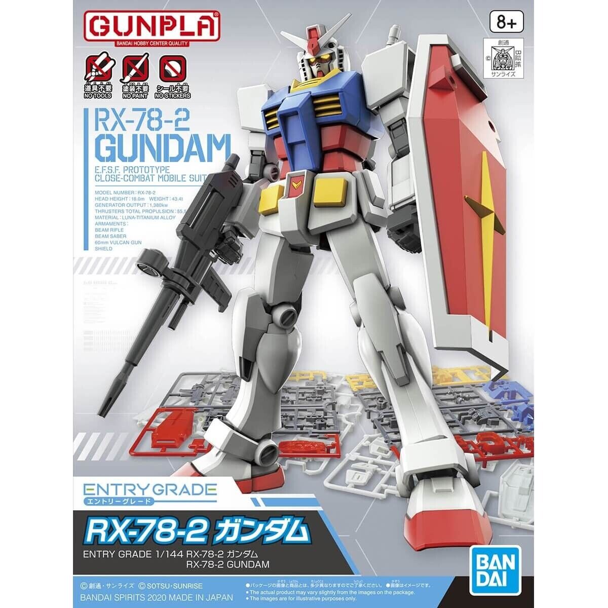 BANDAI 5061064 1/144 RX-78-2 Gundam "Mobile Suit Gundam", Bandai Spirits Entry Grade