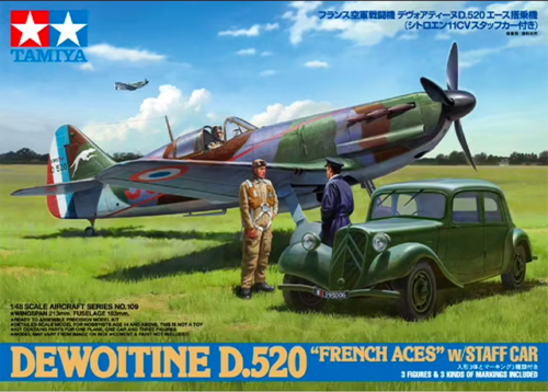 TAMIYA 61109 1/48 Dewoitine D.520 "French Aces" w/Staff Car