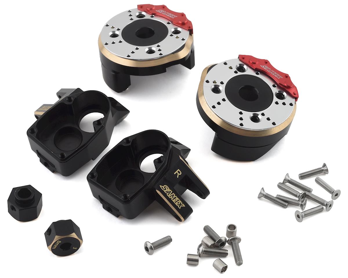 SAMIX SCX3-4412C4 SCX10 III/Capra Heavy Duty Brass Knuckle Combo w/Portal Cover, Scale Brake Rotor & 8mm Hexes