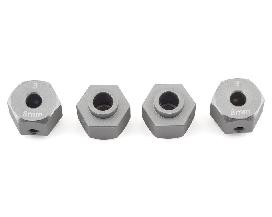 SAMIX SCX3-6063-8-S SCX10 III/Capra Aluminum Hex Adapter Silver (4) 8mm