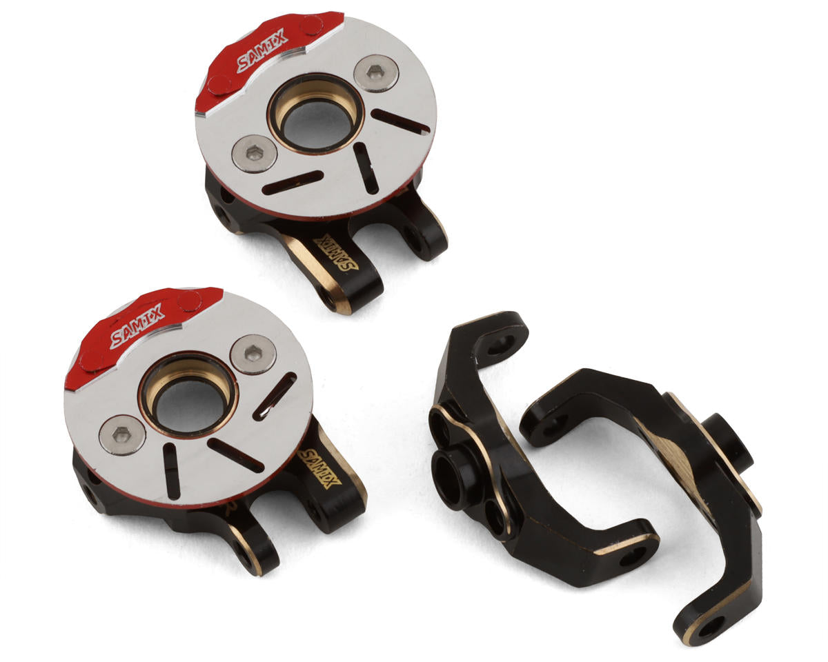 SAMIX TRX4M-4412C3 TRX-4M Brass Steering Knuckle w/Scale Brake Rotor & Brass C-Hub Set