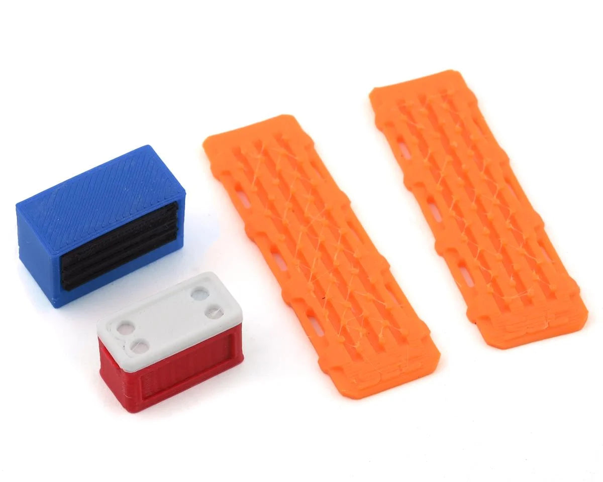 SCALE BY CHRIS SBCS24B 1/24 Scale Combo Pack 2 w/Blue Tool Box, Red Ice Chest, Orange Sand Ramps