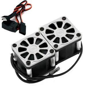 POWER HOBBY PHF116SILVER Twister Twin / Dual 40mm 1/8 1/5 Motor Aluminum Cooling Fan - Silver
